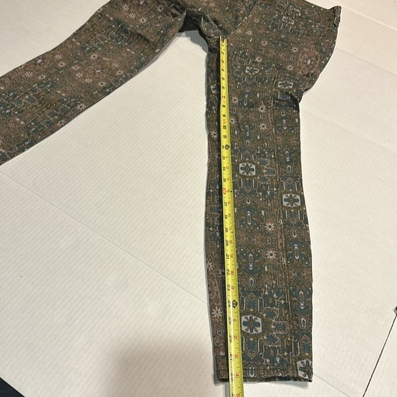 Anthropologie stretch western Aztec cropped pants front & back pockets zipper - Picture 2 of 9
